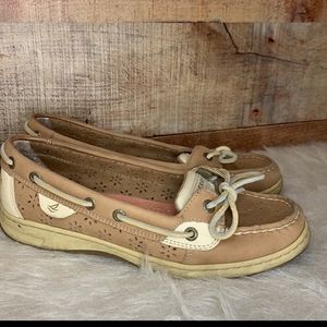 SPERRY Tan Cream Slip On Top Sider Boat Shoes